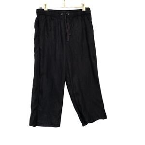 M&S Collection pure linen  Pants Blue Size 38 Tie Waist Cropped Wide Leg‎